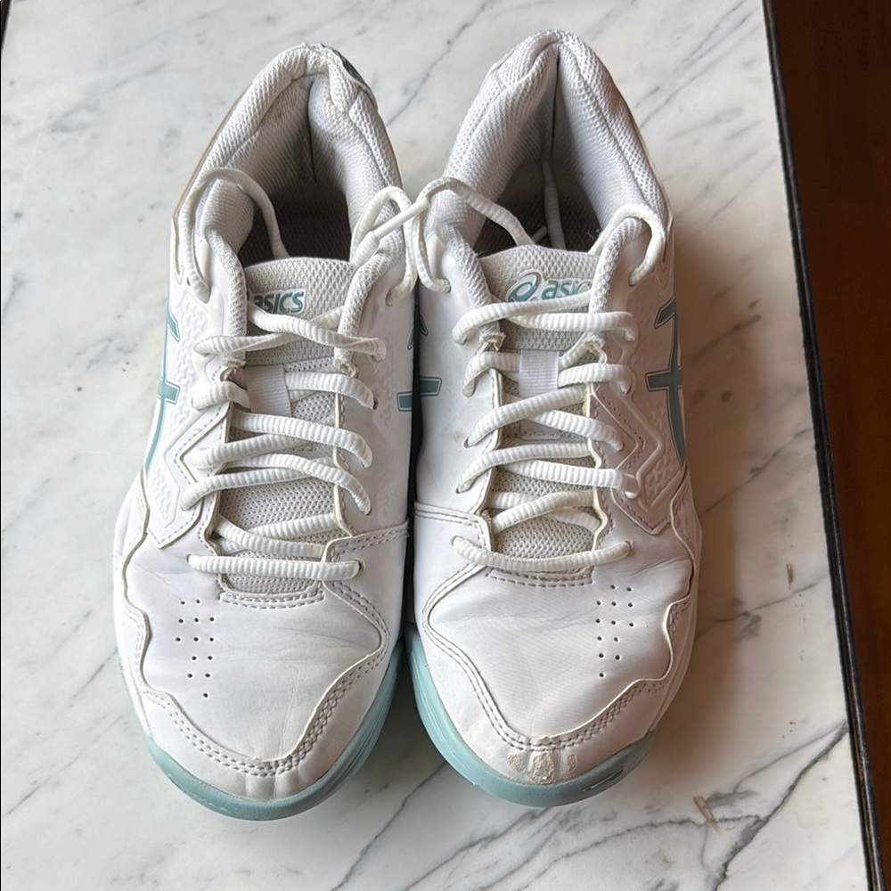 ASICS White and Light Blue Sneakers